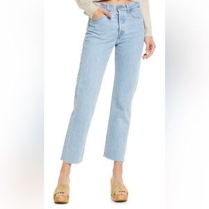 Levi’s wedgie fit high waist raw hem straight crop jeans